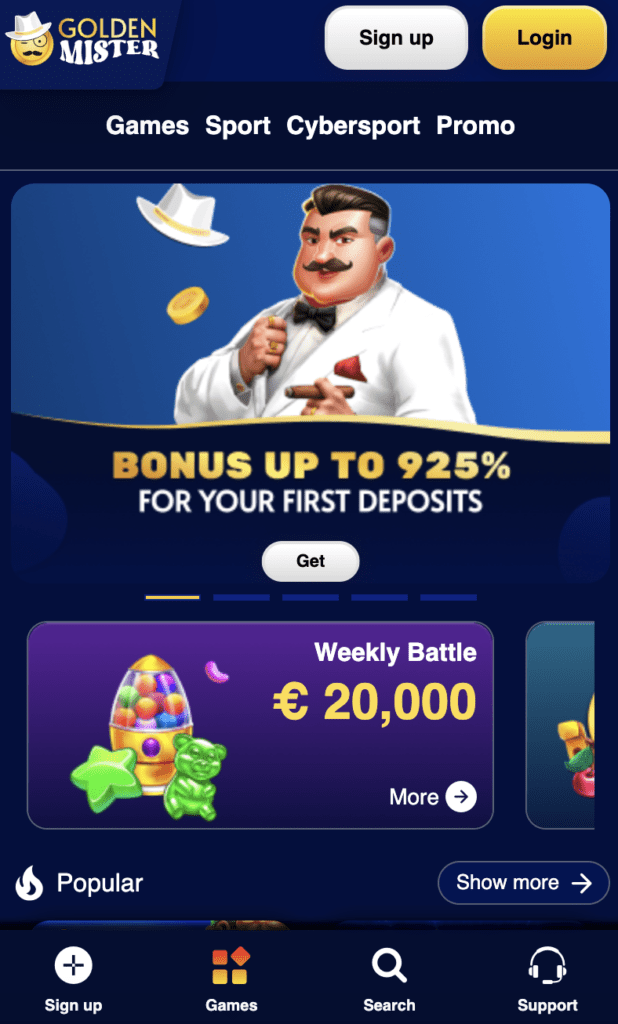 golden mister mobile login